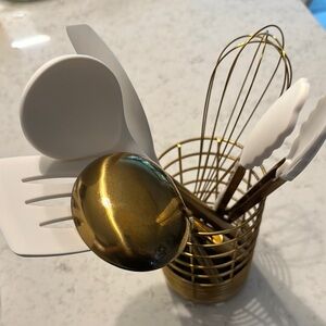 Gold and White Kitchen Utensil Set